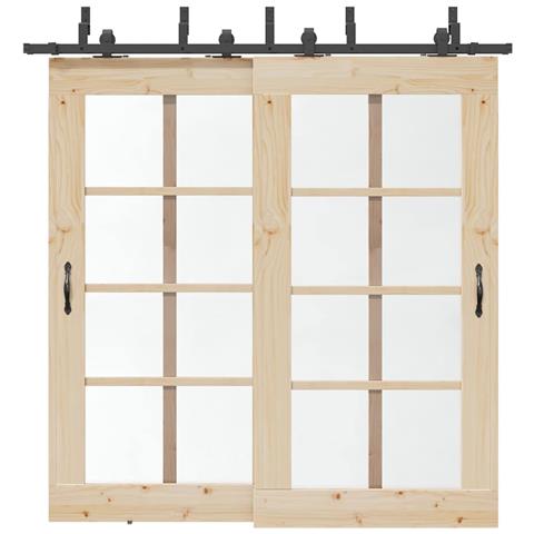 Kit di Binari per Porte Scorrevoli 213,5 cm Acciaio Nero - Foto 2