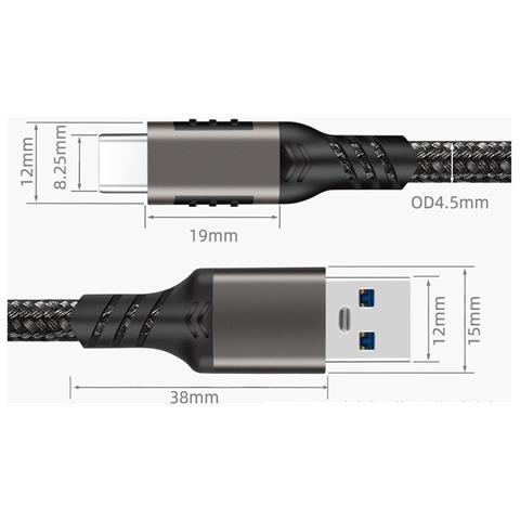 Cavo Dati Intrecciato Da 3m, Confezione Da 2: Usb Type-c A Usb 3.2, Ricarica Rapida Pd 60w 3m - Foto 6