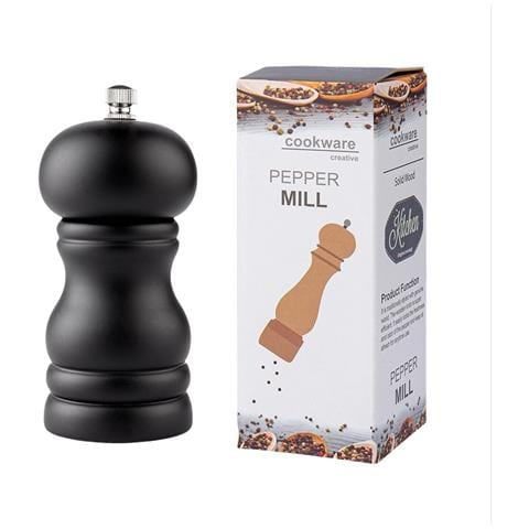 Macinino Per Pepe Manuale In Legno Di Gomma Nero Da 4 Pollici Con Macinatura Regolabile - Foto 2