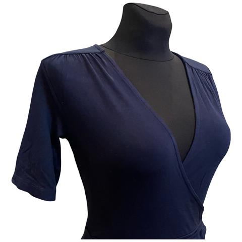 Abito Al Ginocchio Comodo A Manica Corta Blu Navy 38 - Foto 1