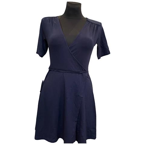 Abito Al Ginocchio Comodo A Manica Corta Blu Navy 38 - Foto 5