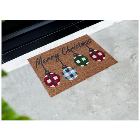 Zerbino Natale Cocco Ingresso Casa Esterno Antiscivolo Natalizio Fortuna Palline - Foto 1