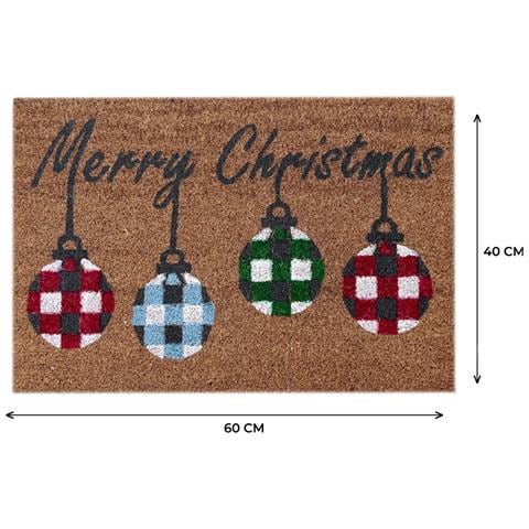 Zerbino Natale Cocco Ingresso Casa Esterno Antiscivolo Natalizio Fortuna Palline - Foto 5