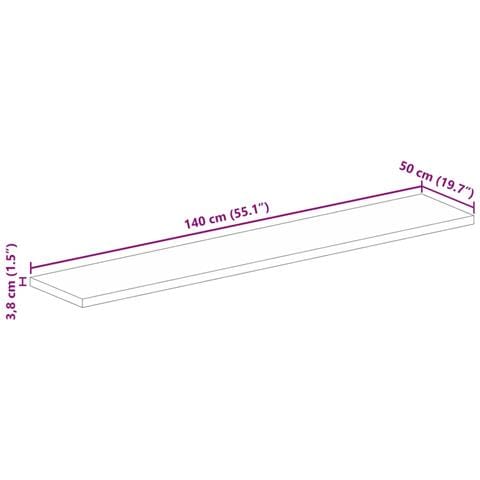 Piano per Tavolo 140x50x3,8cm Rettangolare Legno Massello Mango - Foto 9