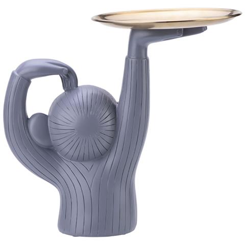 Decorazione Per Interni Crazy Monkey In Resina Con In Mano Un Vassoio, Grigio - Foto 2