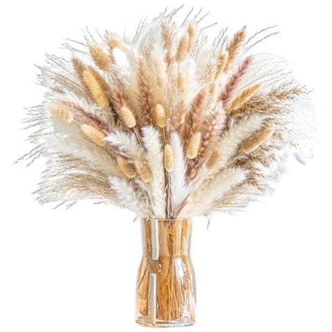 Bouquet Di Fiori Secchi 93 Steli - Composizione Boho Con Erba Di Pampas E Coda Di Coniglio - Foto 1