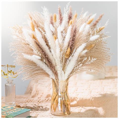 Bouquet Di Fiori Secchi 93 Steli - Composizione Boho Con Erba Di Pampas E Coda Di Coniglio - Foto 5