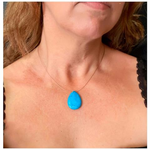 Collana A Goccia Turchese. Acciaio Placcato Oro - Foto 2