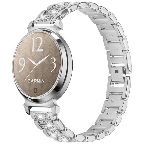 Elegante Cinturino In Acciaio Inossidabile Argentato Con Diamanti Compatibile Con Garmin Lily 2 - Foto 1