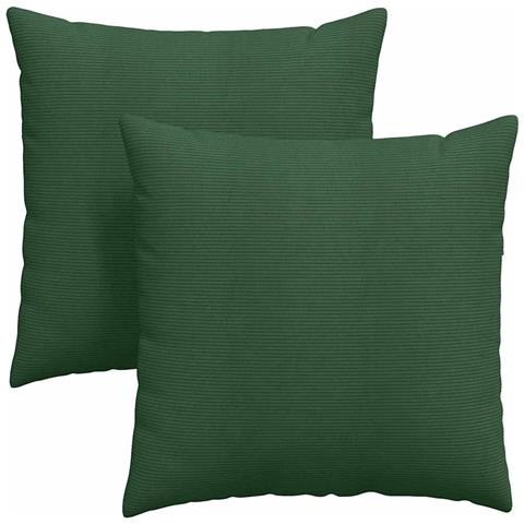 Cuscini da Divano 2 pcs Verde Scuro 60 x 60 cm Tessuto in Cords - Foto 1