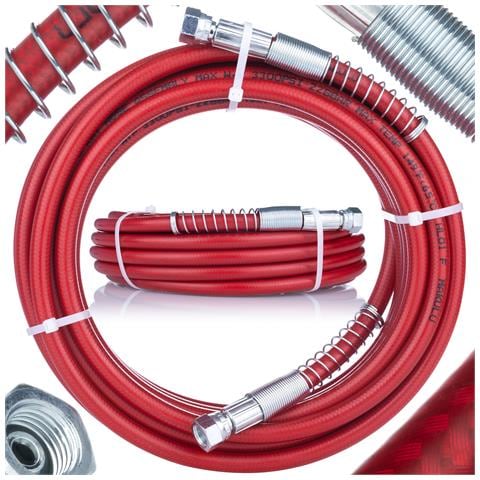 Tubo Alta Pressione Per Verniciatura 15m Rosso - Acciaio Durevole, Flessibile | Pressione Max 228 Bar, Filettatura 1/4"" | Progetti Di Pittura - Foto 1