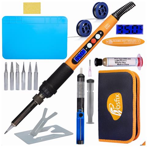 Set Di Strumenti Di Saldatura Orange Rottweiler 16 In 1 - Stazione Saldante 60w Con Display Lcd, Regolazione 180-500°c, Accessori Inclusi - Foto 1