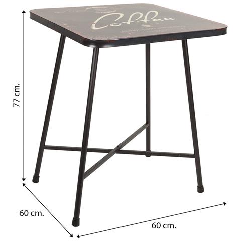 Tavolo Quadrato In Metallo Nero 60x60x77h - Foto 5