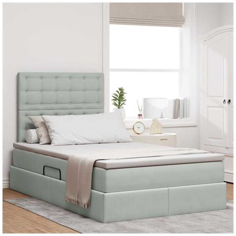 Letto con contenitore e materasso Grigio chiaro 120 x 190 cm - Foto 2