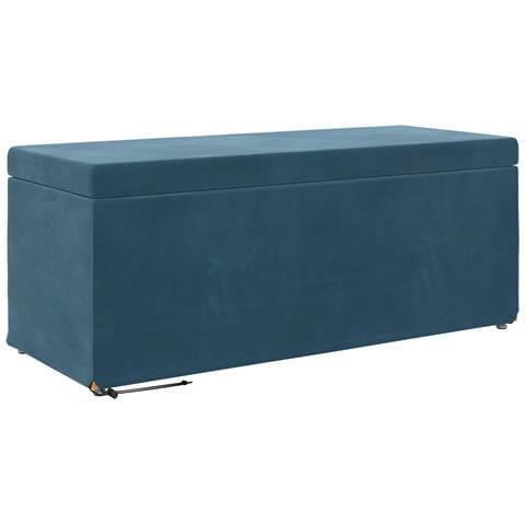 Pouf Blu 101 x 41 x 40 cm Velluto e Legno Ingegnerizzato - Foto 1
