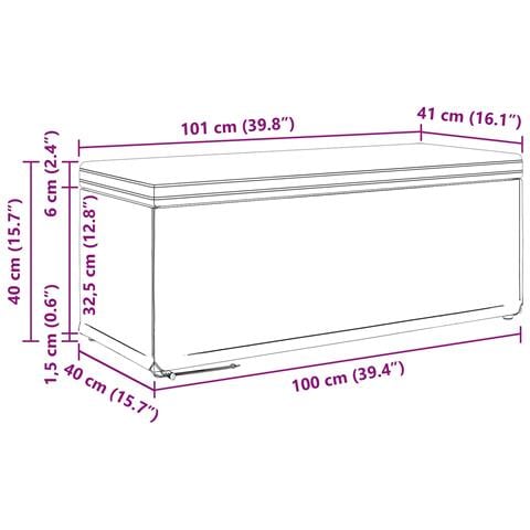 Pouf Blu 101 x 41 x 40 cm Velluto e Legno Ingegnerizzato - Foto 9