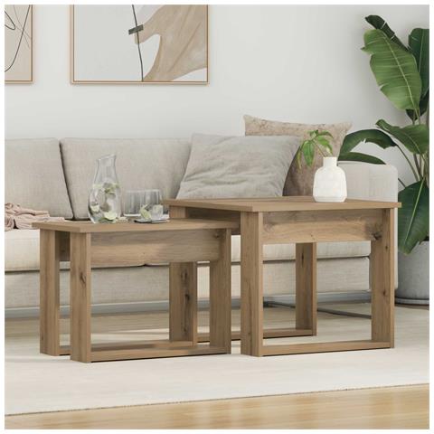 Set di Tavolini da Caffè 2 pcs Rovere artigianale - Foto 2