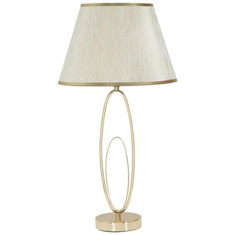 Lampada Da Tavolo Glam Flush In Ferro Dorato Con Paralume In Tessuto Crema - Foto 1