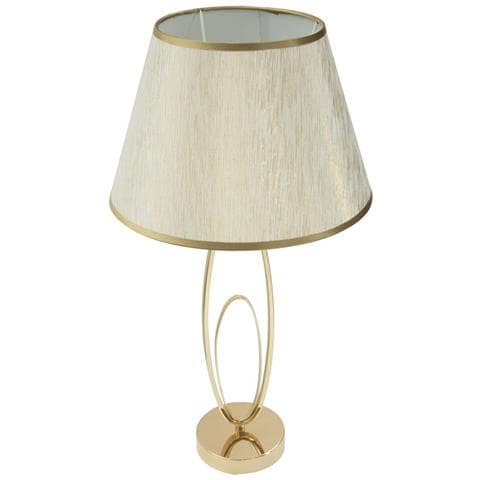 Lampada Da Tavolo Glam Flush In Ferro Dorato Con Paralume In Tessuto Crema - Foto 2