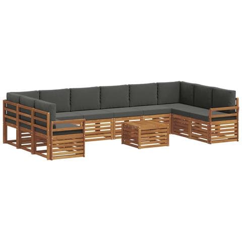 Set divani 11 pcs Naturale e Antracite Legno di Acacia Massello - Foto 1