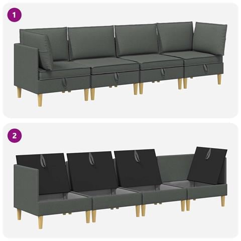 Set di divani modulari con spazio di archiviazione 4 pcs - Foto 8