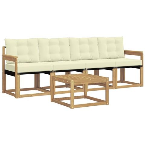 Set di divani da esterno con cuscino 5 pcs Bianco e Crema - Foto 1