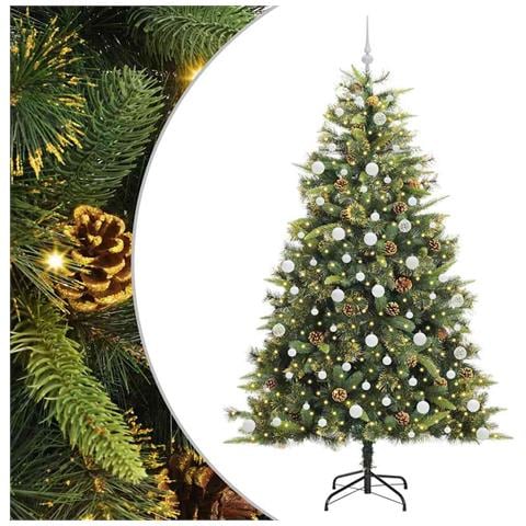 Albero di Natale artificiale pieghevole con coni Verde 210 cm - Foto 1