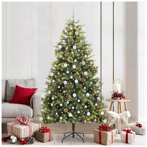 Albero di Natale artificiale pieghevole con coni Verde 210 cm - Foto 2