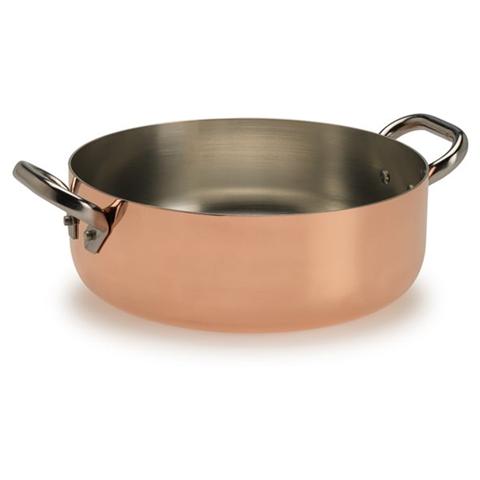 Casseruola Bassa 2 Maniglie ad Induzione Diametro 28 cm - Linea Rame Liscio Stagnato per Induzione - Foto 1