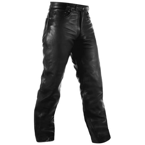 Pantaloni Pelle Moto Custom Chopper Jeans 5 Tasche Jeans Cuoio Nero 30 - Foto 1