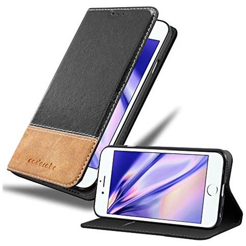 Custodia Compatibile Con Apple Iphone 6 / Iphone 6s In Nero Marrone - Coperchio Protettiva Con Chiusura Magnetica, Funzione Stand E Tasca Per Le Carte - Foto 1