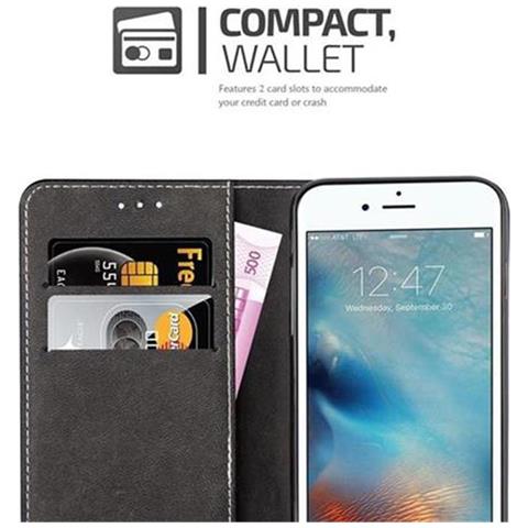 Custodia Compatibile Con Apple Iphone 6 / Iphone 6s In Nero Marrone - Coperchio Protettiva Con Chiusura Magnetica, Funzione Stand E Tasca Per Le Carte - Foto 9