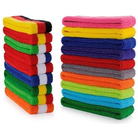 Sweatband Set (3 Pezzi) Sport Fascia Da Polso A Strisce Sweatbands Tessuto Di Spugna Wristband Athletic Esercizio Pallacanestro Polso Sweatband E Fasce Assorbimento Dellumidit Assorbimento Del Sudore Head Band - Foto 4
