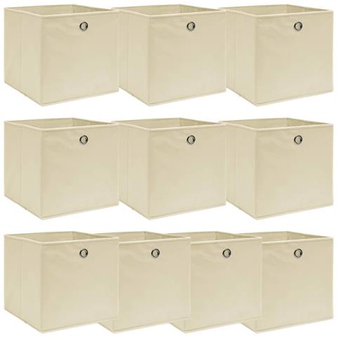 Scatole Portaoggetti con Coperchi 10pz Crema 32x32x32cm Tessuto - Foto 1