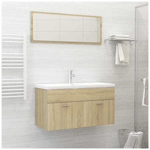Set Mobili da Bagno 2 pz Rovere Sonoma in Legno Multistrato - Foto 2