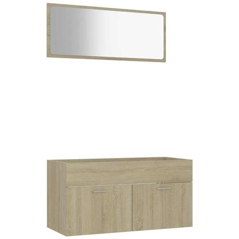 Set Mobili da Bagno 2 pz Rovere Sonoma in Legno Multistrato - Foto 1