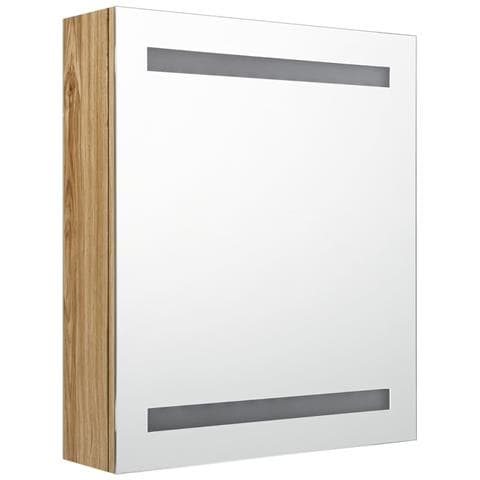 Armadietto Bagno con Specchio e LED Rovere 50x14x60 cm - Foto 2