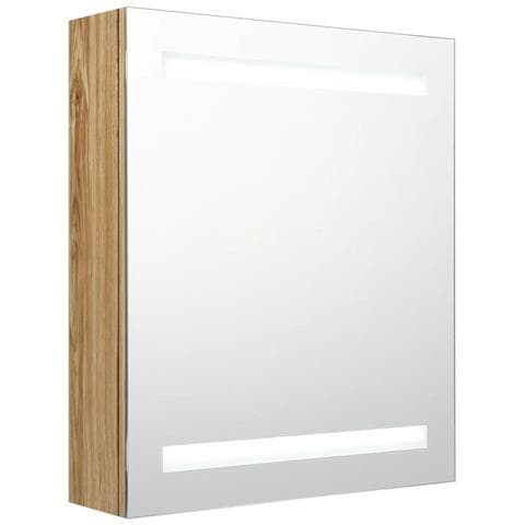 Armadietto Bagno con Specchio e LED Rovere 50x14x60 cm - Foto 1