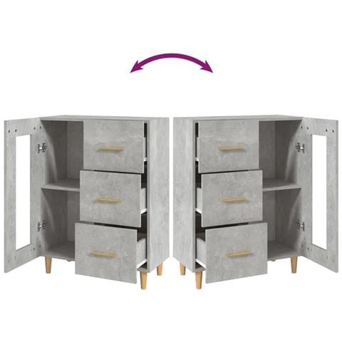 Credenza Grigio Cemento 69,5x34x90 Cm In Legno Multistrato - Foto 13