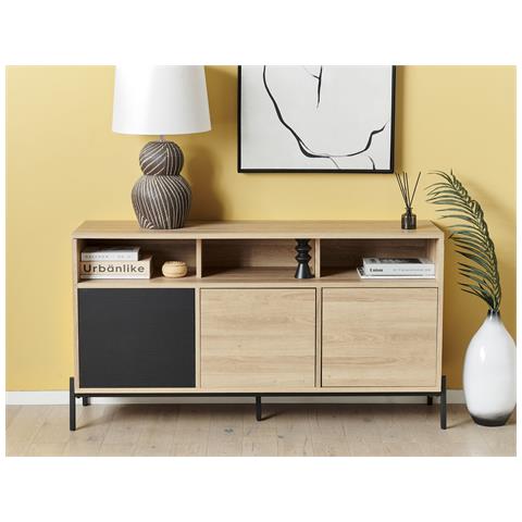 Credenza A 3 Ante Legno Chiaro E Grigio Moines - Foto 1