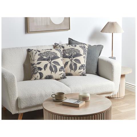 Set Di 2 Cuscini Rosemary Cotone 45 X 45 Cm Grigio Trama Floreale - Foto 1