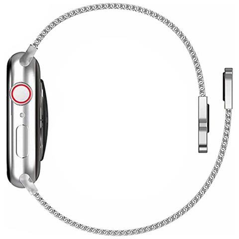 Cinturino Per Apple Watch 42/44/45mm Acciaio Inox Stile Milanese, Argento - Foto 2