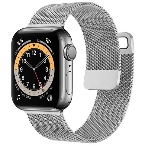 Cinturino Per Apple Watch 42/44/45mm Acciaio Inox Stile Milanese, Argento - Foto 1