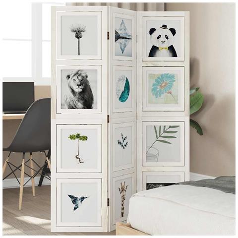 Divisorio Ambienti 3pannelli Bianco Legno Massello Di Paulownia - Foto 2