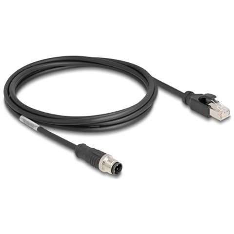 Cavo M12 codificato D a 4 pin maschio per RJ45 maschio PVC 2 m - Foto 1