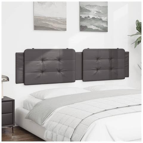 Cuscino Testiera Grigio 200 Cm In Similpelle - Foto 3