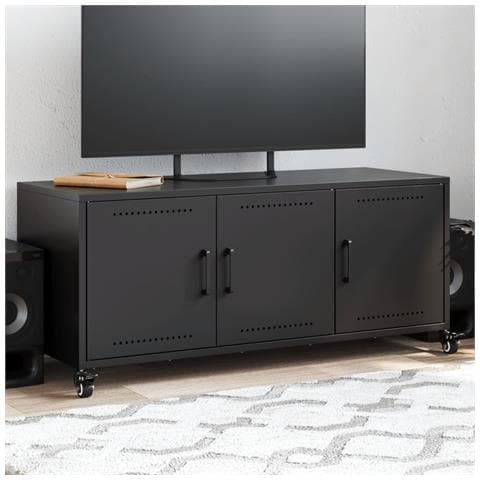 Mobile TV Nero 100,5x39x43,5 cm in Acciaio - Foto 2