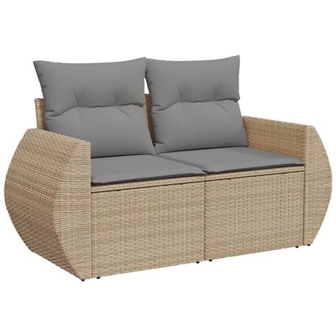 Set Divano Da Giardino 6 Pz Con Cuscini Beige In Polyrattan - Foto 3