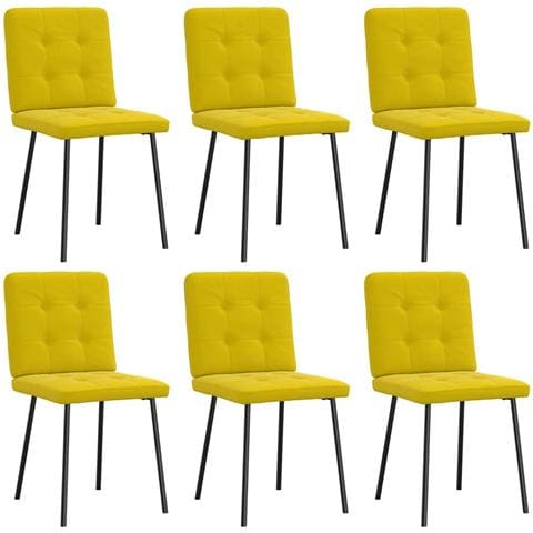 Sedie Da Pranzo 6 Pz Gialle In Velluto - Foto 1