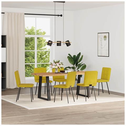 Sedie Da Pranzo 6 Pz Gialle In Velluto - Foto 2
